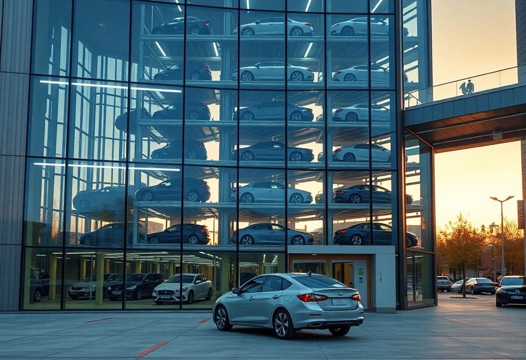 Stack of cars parked horizontally